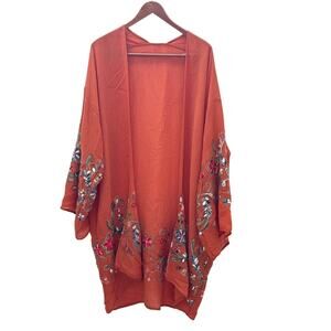 Orange Embroidered Kimono
